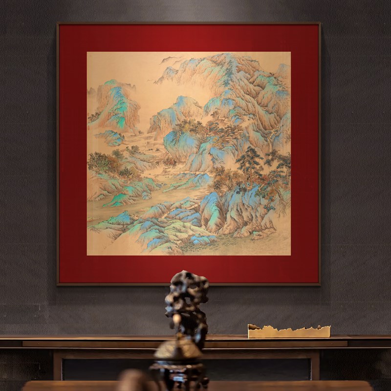 新中式客厅风景背景装饰画 酒店包厢餐厅浮雕壁饰浮雕肌理挂画