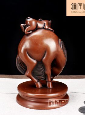 铜匠仁紫铜马摆件纯铜马摆设家居客厅电视柜办公桌办公室装饰品