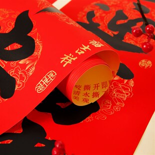 对联春联2025年新款全背胶防水撕不破自粘书法蛇年大门联贴纸家用