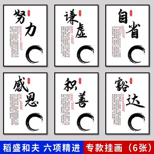 网红稻盛和夫六项精进挂画高端新款办公室名言公司文化励志墙面装
