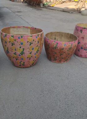 怀旧纯手工米缸纸翁子民俗老物件农村家用纸缸复古田园风摆件道具