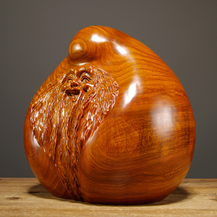 花梨木雕寿桃摆件实木老寿星家居寓意装饰工艺品贺寿祝寿生日礼品