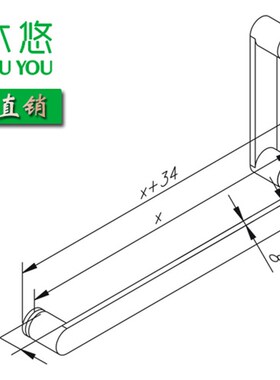 水沐悠玻璃门304不锈钢实心镜光L型把手 淋浴房拉手L41B镜钢