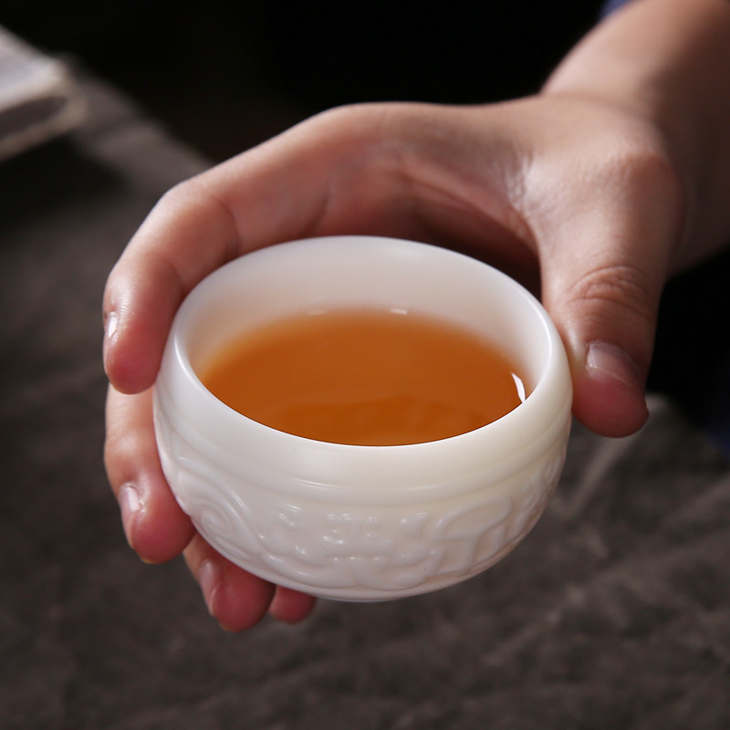 中式家用便携茶具唐舍陶瓷羊脂玉快客杯 旅行一壶两杯茶具组