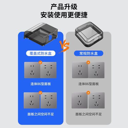 86型插座面板覆盖防水盒浴室连体粘贴式开关防溅保护盖电源防水罩