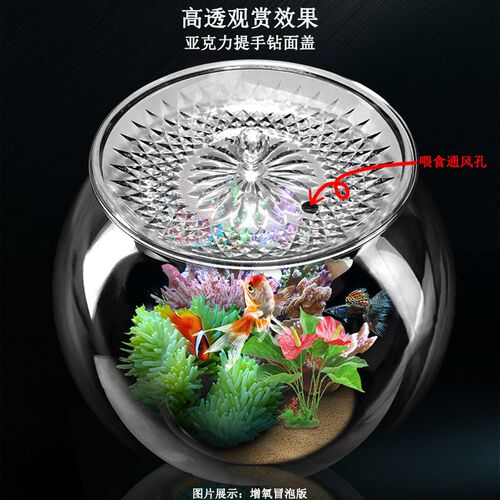 2024新款家用客厅茶几小型玻璃圆鱼缸架底座加氧过滤一体造景全套