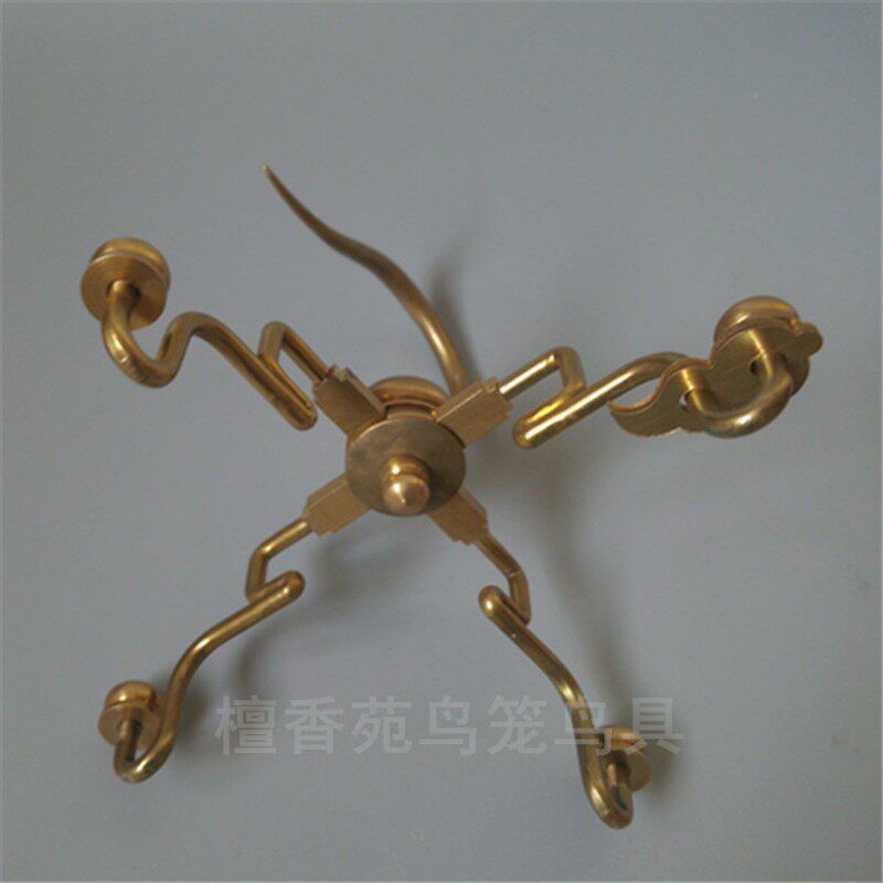 鸟笼钩子 百灵大号十三太保钩 画眉挂钩鸟笼配件 手笼纯黄铜包邮