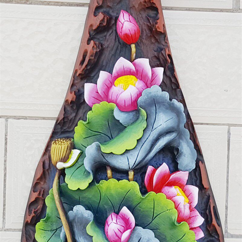 室内装饰丽江特色木雕 重彩手工彩绘连年有余瓢艺雕刻挂件包邮