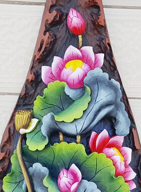 室内装饰丽江特色木雕 重彩手工彩绘连年有余瓢艺雕刻挂件包邮