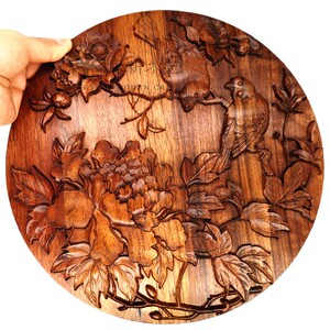 高档木雕工艺品 实木雕刻装饰摆件小件家具洋花角花木贴画 可定制