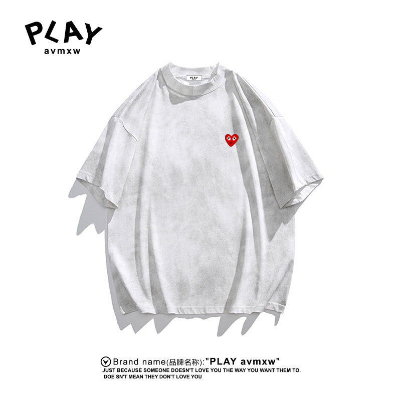 PLAYAVMXW潮牌爱心刺绣短袖T恤图片