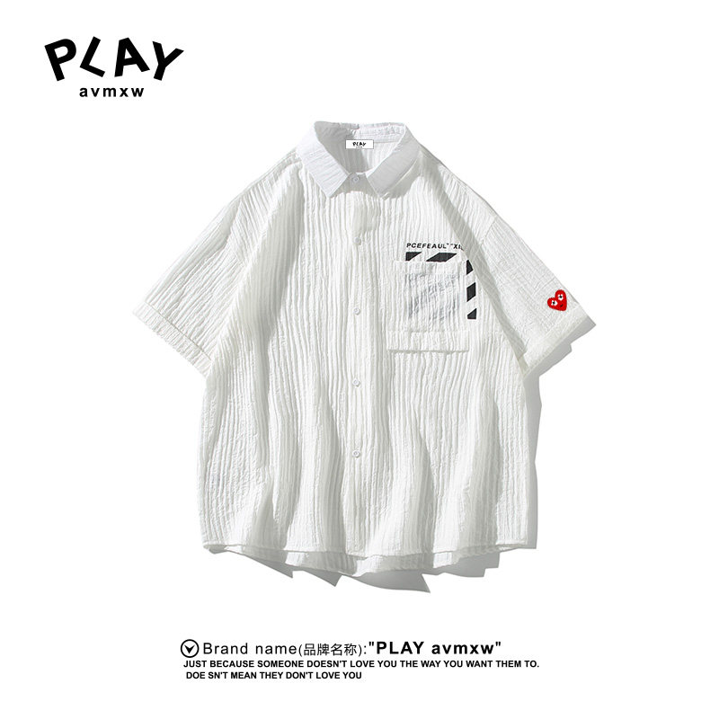 PLAYAVMXW褶皱肌理百搭短袖衬衫