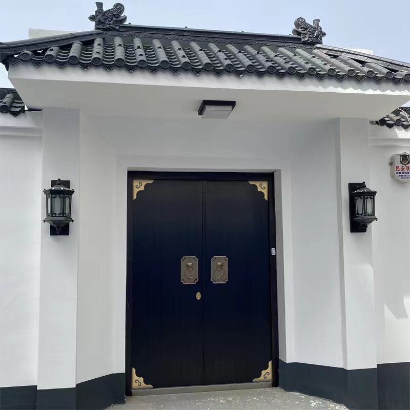 中式铜门别墅大门双开门农村自建房家用乡村庭院不锈钢进户对开门