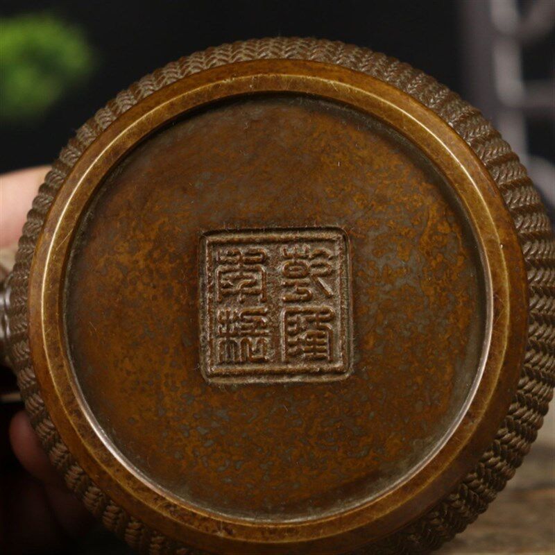 苏工纯铜竹编香熏炉 铜香炉藏经纸色 案头炉精铜铸成茶台上摆放