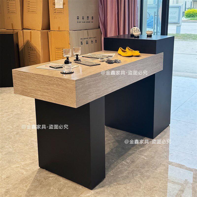 服装店中岛展示台店铺商用流水台仿洞石女装店中岛桌拼色陈列柜台