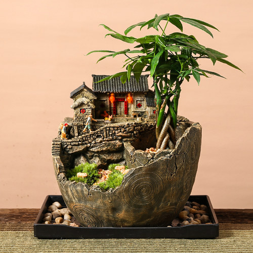 中式摆件微缩房子复古建筑模型电视柜装饰茶几客厅阳台造景书房