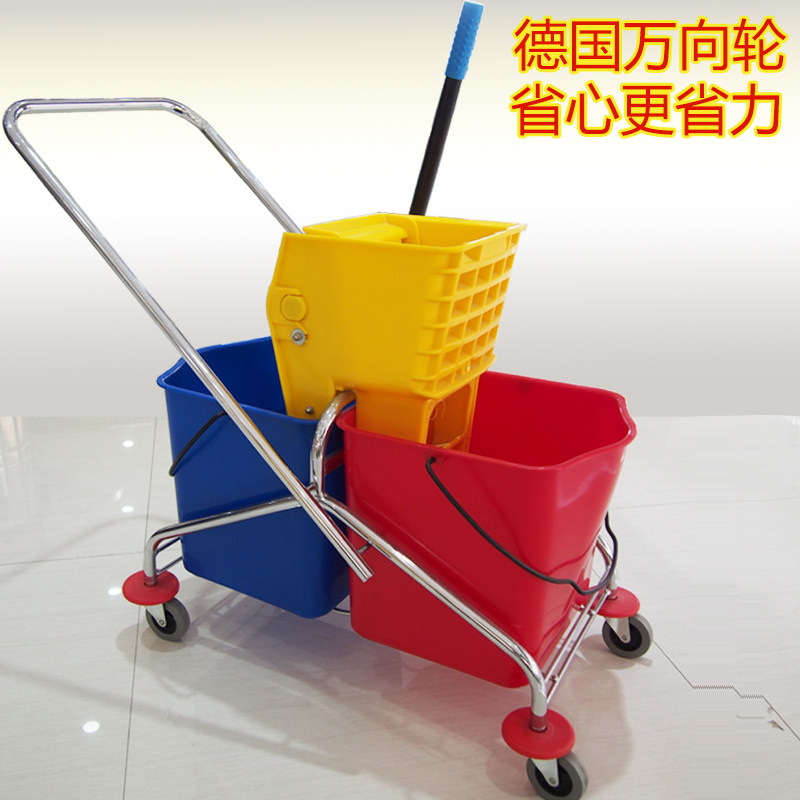 榨水车挤水桶洗拖把桶墩布桶挤水器手压清洁保洁车宾馆家用包邮钢