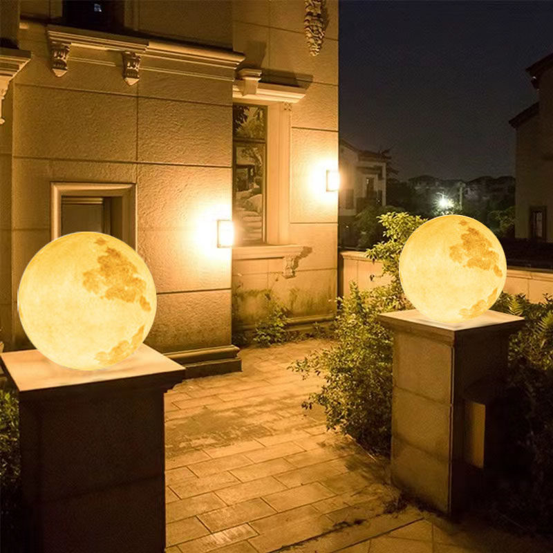 太阳能柱头灯大门圆球形户外围墙别墅庭院草坪花园灯月球门柱子灯