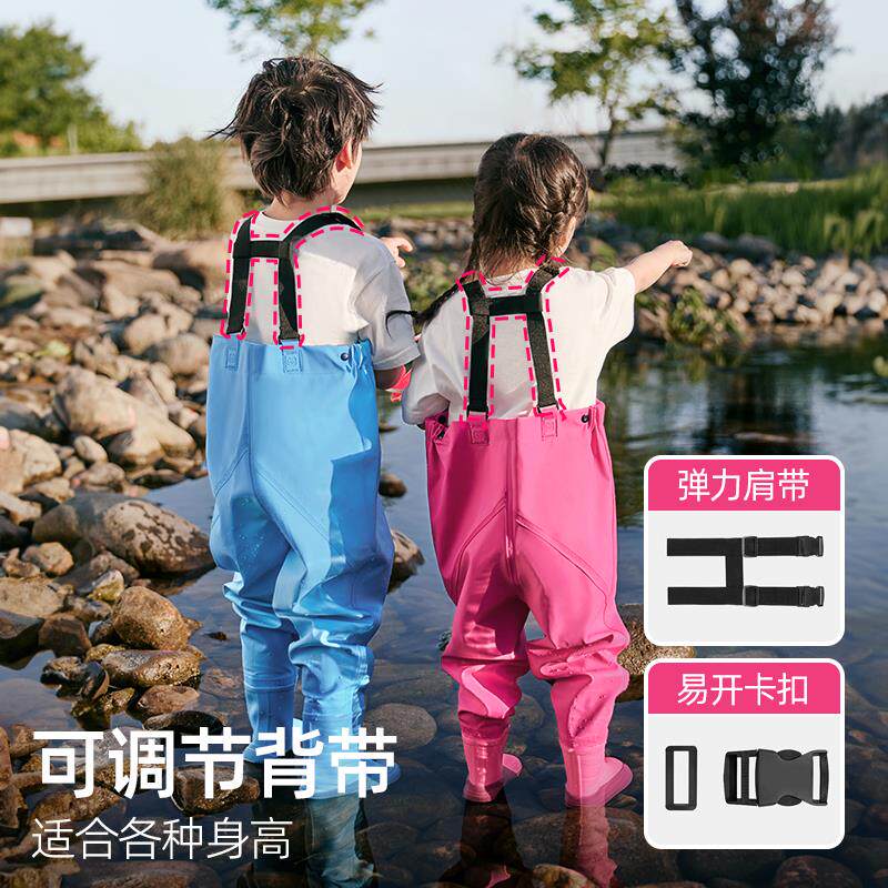 儿童赶海连体玩水衣服全身防水雨裤雨靴一体下水裤涉水幼儿园装备