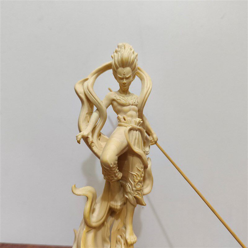 木雕哪咤摆件崖柏黄杨木雕刻卡通人物家居办公室博古架手工艺礼品