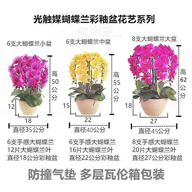 和家蝴蝶兰仿真花套装花艺干花绢花假花盆栽客厅摆放装饰品去甲醛