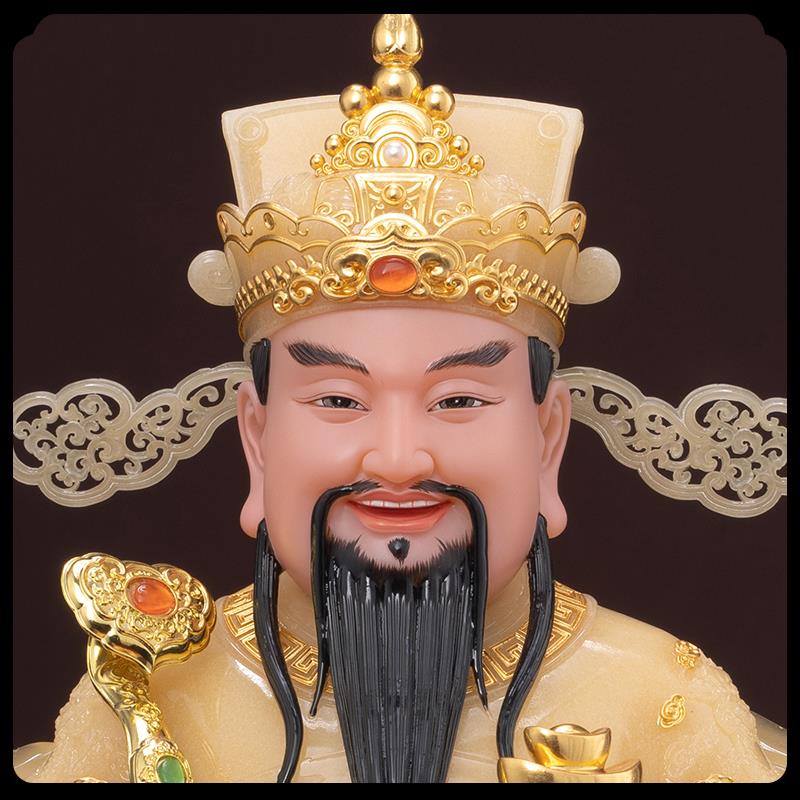 台湾汉白玉财神爷佛像家用供奉招财文财神像公司办公室开业摆件