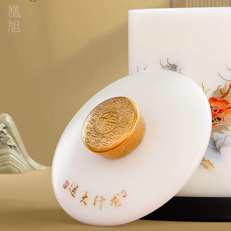 冰种玉瓷过滤泡茶杯定制高端十二生肖家用喝水杯子茶水分离办公杯