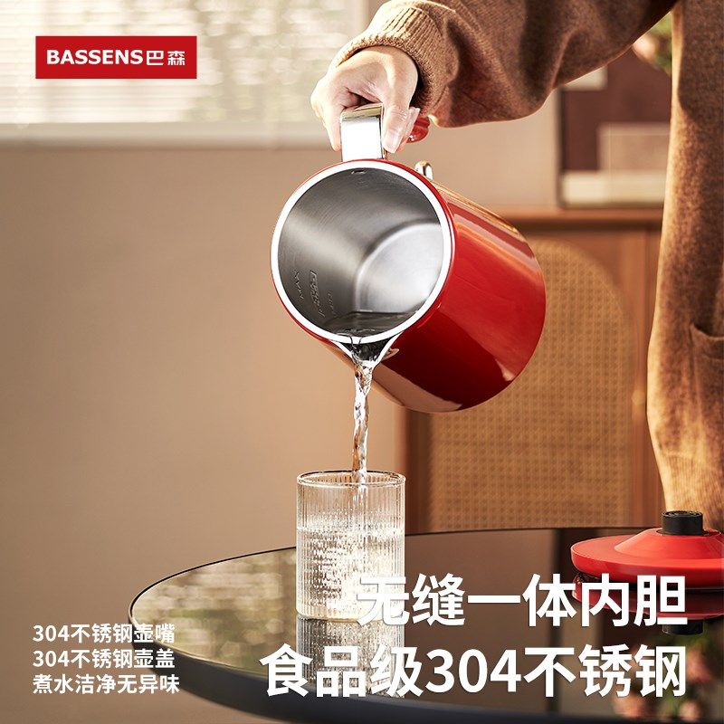 巴森复古电热烧水壶家用大容量304不锈钢煮水开水壶2026年新款F16
