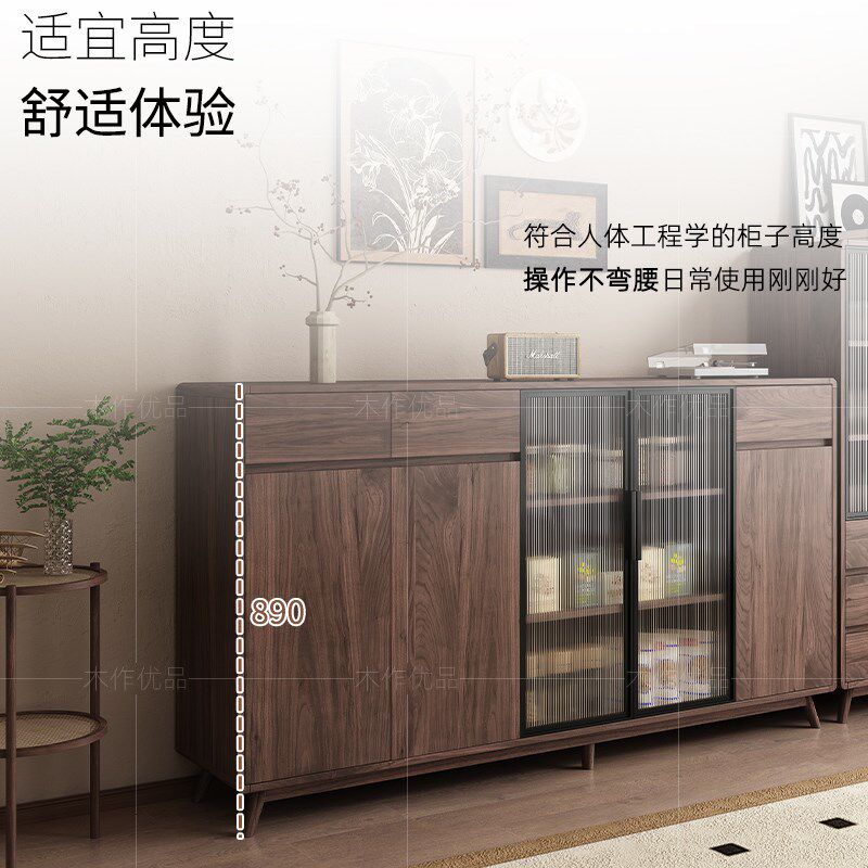 中古风餐边柜厨房橱柜置物柜储物柜法式复古靠墙一体客厅柜组合柜
