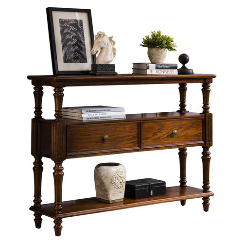 美式实木玄关柜轻奢玄关桌客厅沙发后背柜长条靠山入户隔断储物柜