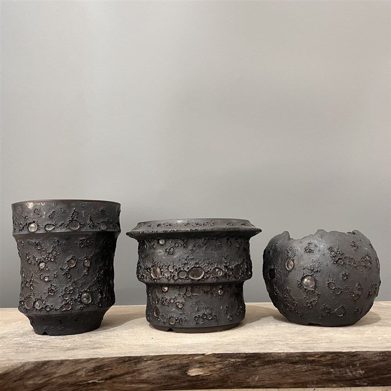 块根盆小号黑金泡泡合集素里块根植木钵手工潮盆龙舌兰仙人球陶瓷