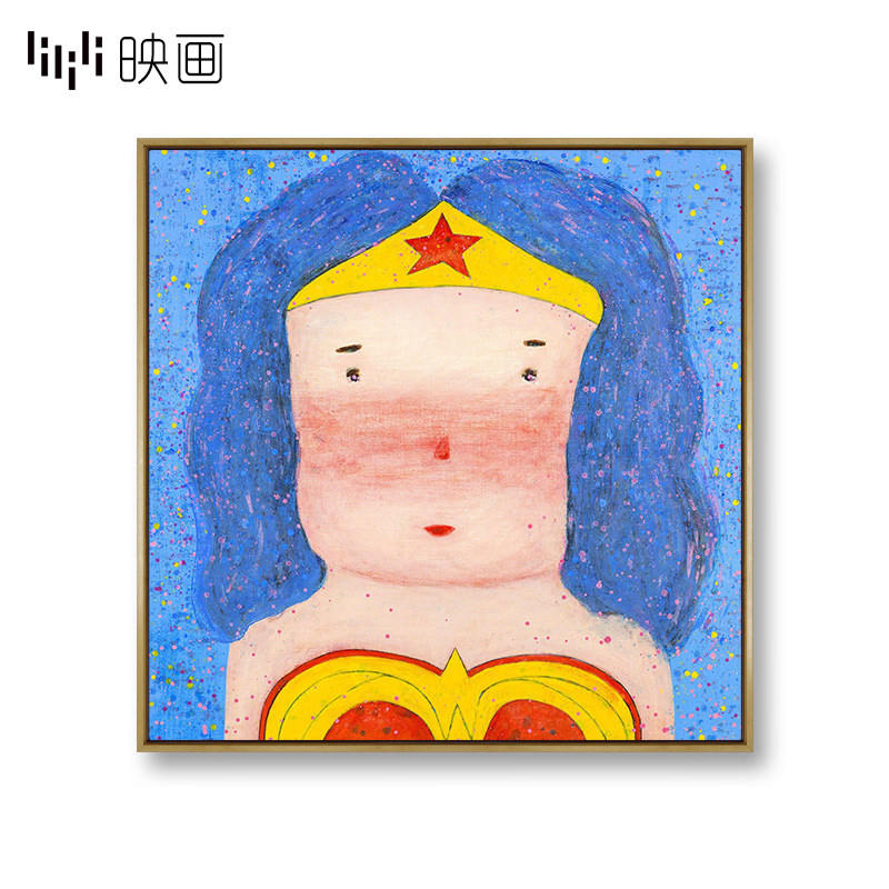可爱娃娃挂壁画房间正方形墙壁挂画儿童房男孩女孩卧室床头装饰画