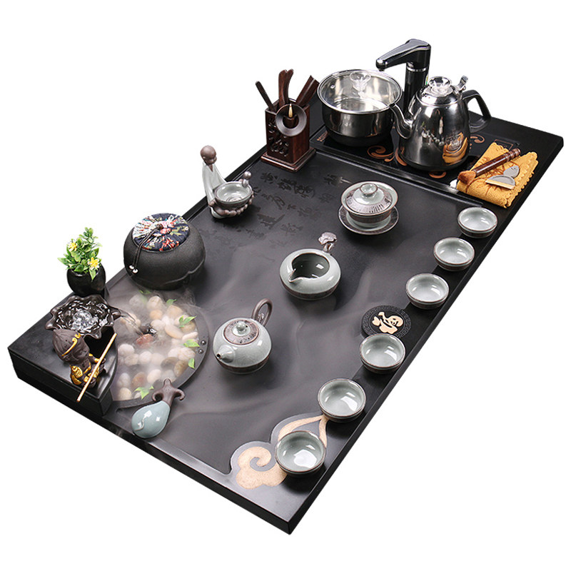 雾化流水乌金石茶盘功夫茶具套装家用全自动茶台全自动一体泡茶盘