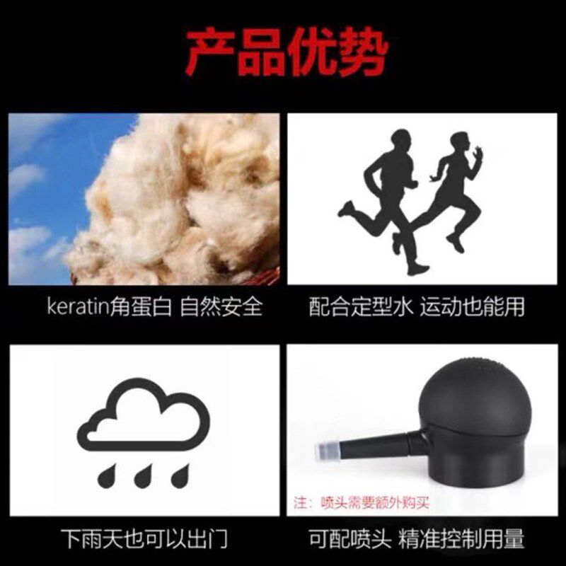 TOPPIK密发纤维粉补发际线假发填充 深棕遮盖头顶稀疏增发喷雾