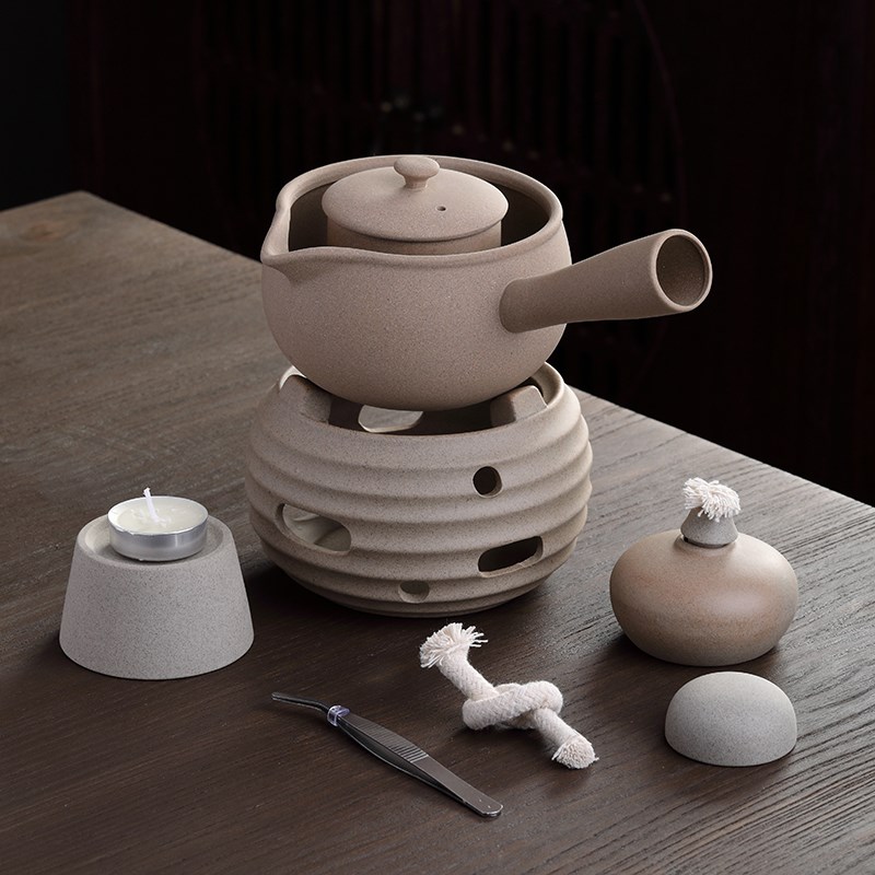 段泥侧把壶煮茶器套装温泡茶炉陶瓷茶壶户外可携式酒精炉煮茶壶泡