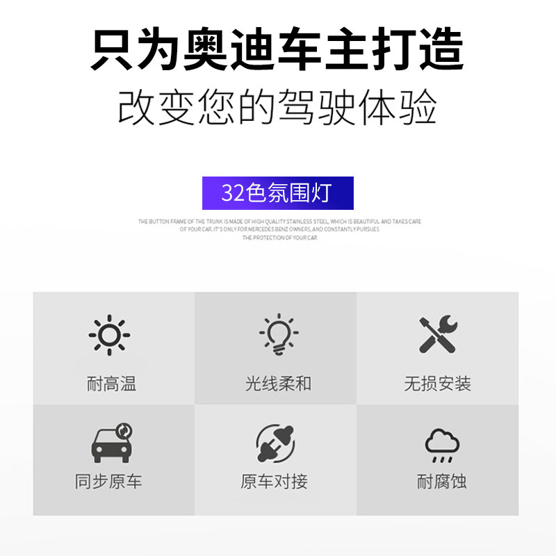适用奥迪A6L/Q5L/A4L/A5/A3/A8/Q2L/Q3/Q7氛围灯32色车内氛围灯