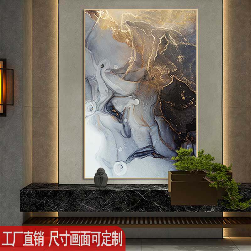 新中式客厅过道软装装饰挂画茶楼茶室包间雅间饭店样板间大厅壁画