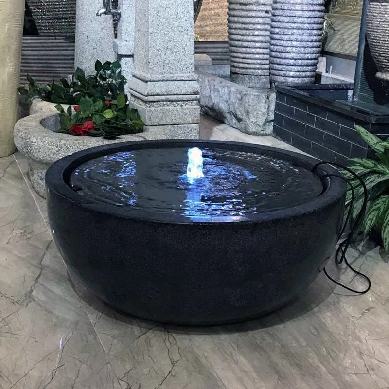 庭院石雕流水钵 室内喷水循环摆件 曲阳工艺花园造景喷泉
