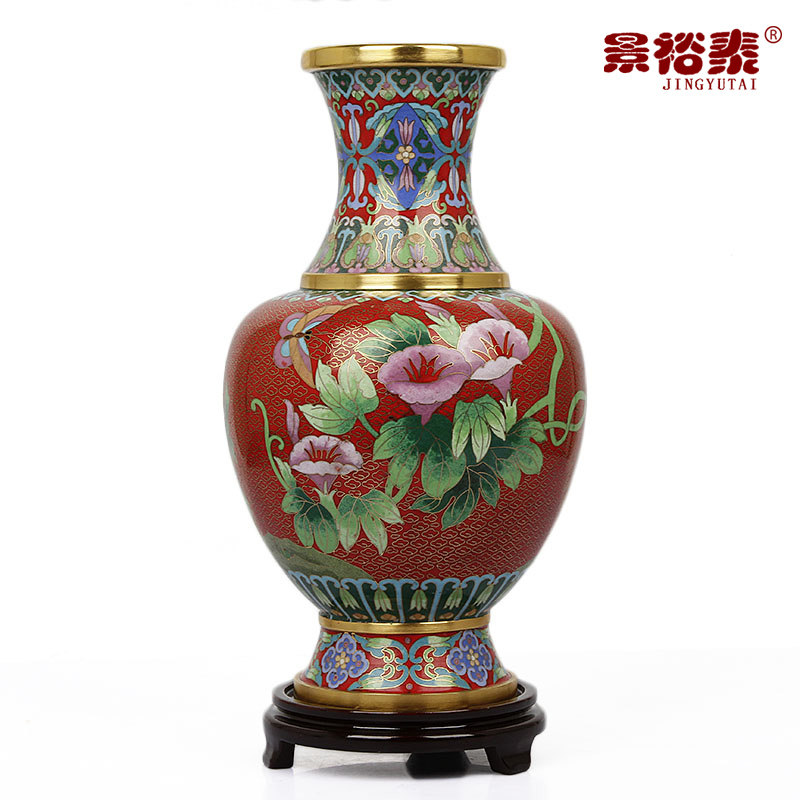 12寸景泰蓝铜花瓶客厅装饰品乔迁结婚礼物送老外生日礼品摆件