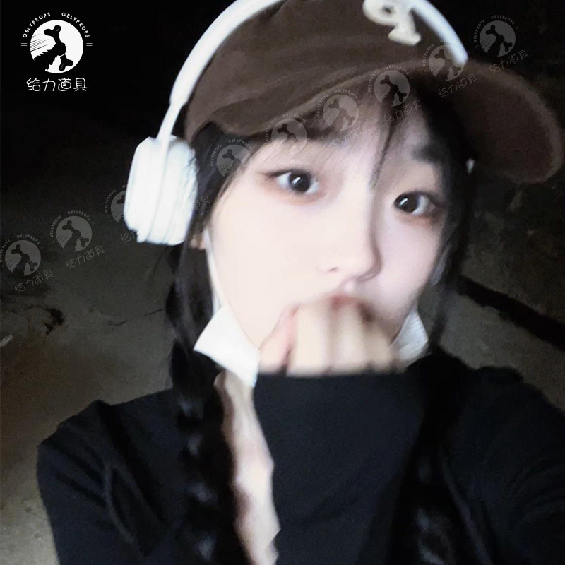 头戴式耳机cos儿童女学生可爱高颜值白色影楼摄影拍照道具耳麦机