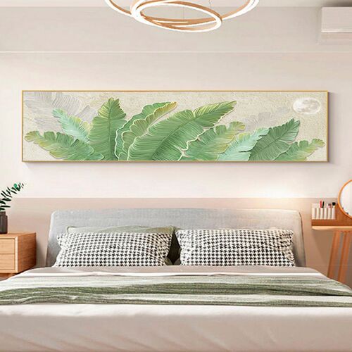 家大业大绿叶背景墙装饰画树叶植物肌理客厅卧室床头房间挂画主卧