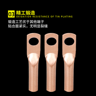 DTG铜鼻子紫铜加长小铜鼻2.5/4/6平方铜接线端子电缆铜接头管式鼻