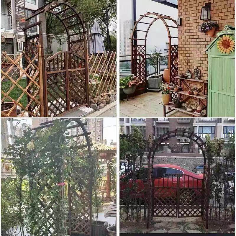拱门花架爬藤实木花园门架木质拱形防腐碳化木户外庭院葡萄架门头