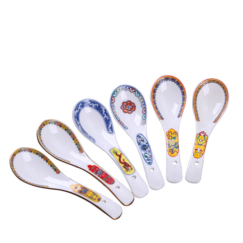 陶瓷汤勺家用中式风勺子汤瓷勺木勺子汤匙长柄粥勺稀饭勺陶瓷小勺