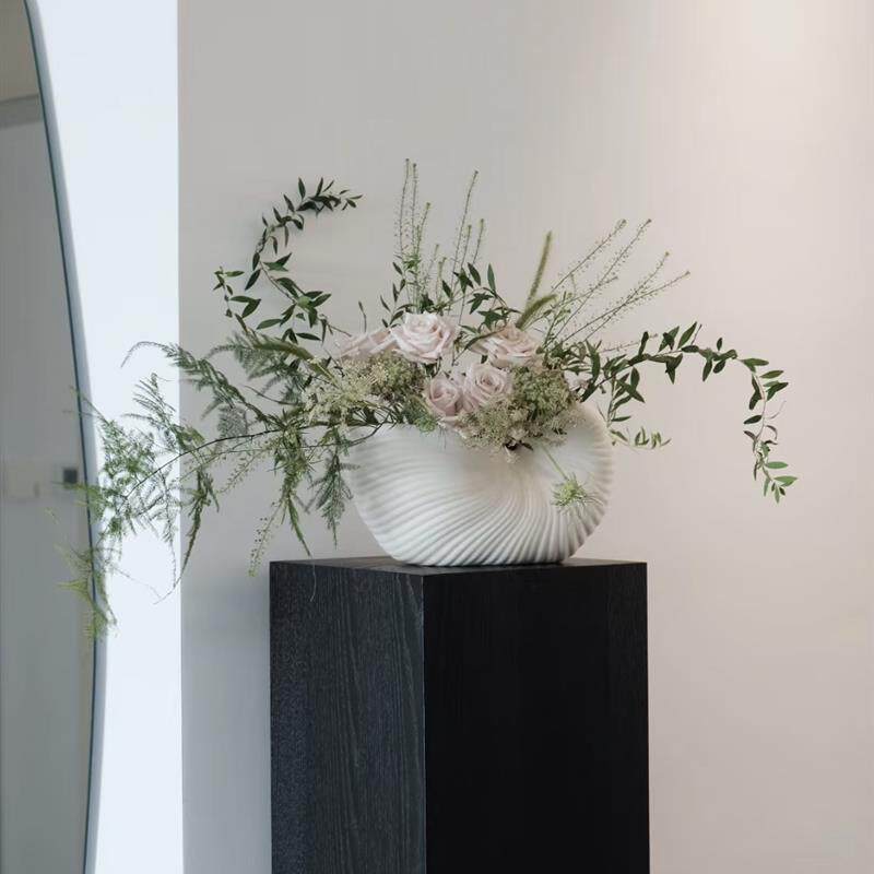 HQL丹麦Ferm LIVING贝売海螺陶瓷花器花瓶北欧风格家居装饰品摆件