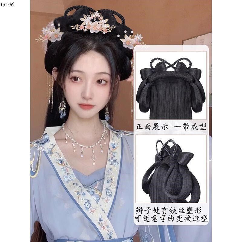 汉服头饰古装假发一体式懒人发箍全套发饰古风发髻盘头饰型垫发包