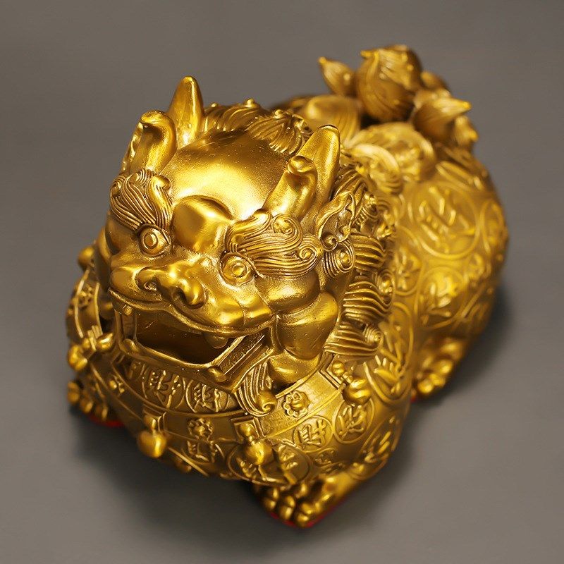 大号黄铜貔貅摆件一对金钱皮休招财客厅装饰品办公室送人开业礼品