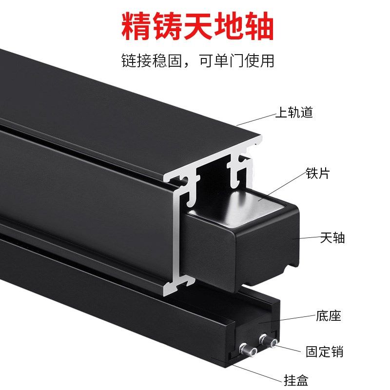 无下轨多折联动折叠门五金配件三折叠隔断木门房门轨道吊滑轨全套