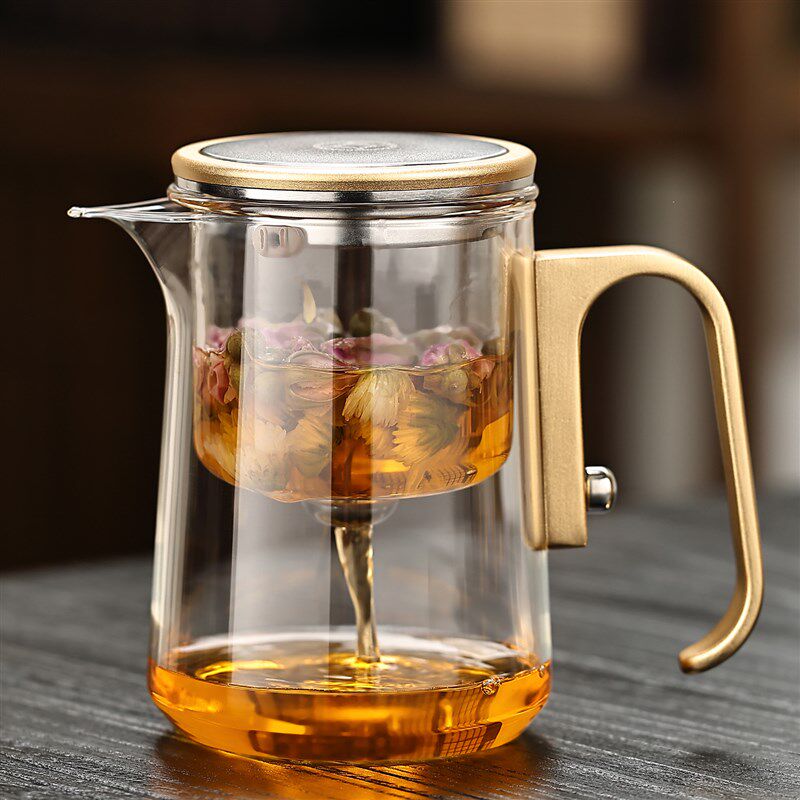 高端耐热玻璃泡茶壶一键茶水分离杯办公无杆飘逸杯家用懒人冲茶器