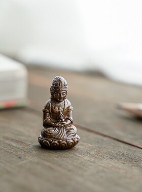 虚空藏菩萨进口黄铜佛像口袋随身佛生肖牛虎守护桌面摆件家居供奉